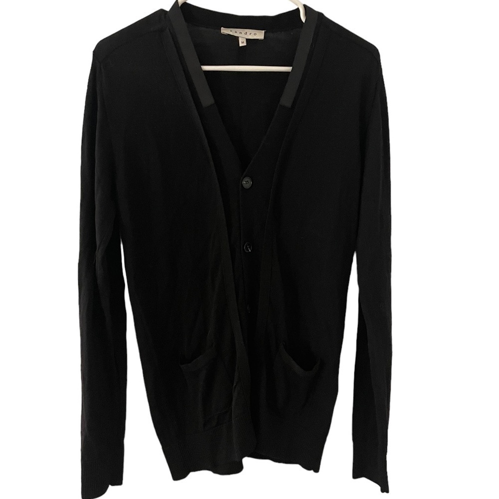 Sandro 100% Wool Button Front Cardigan Medium Black